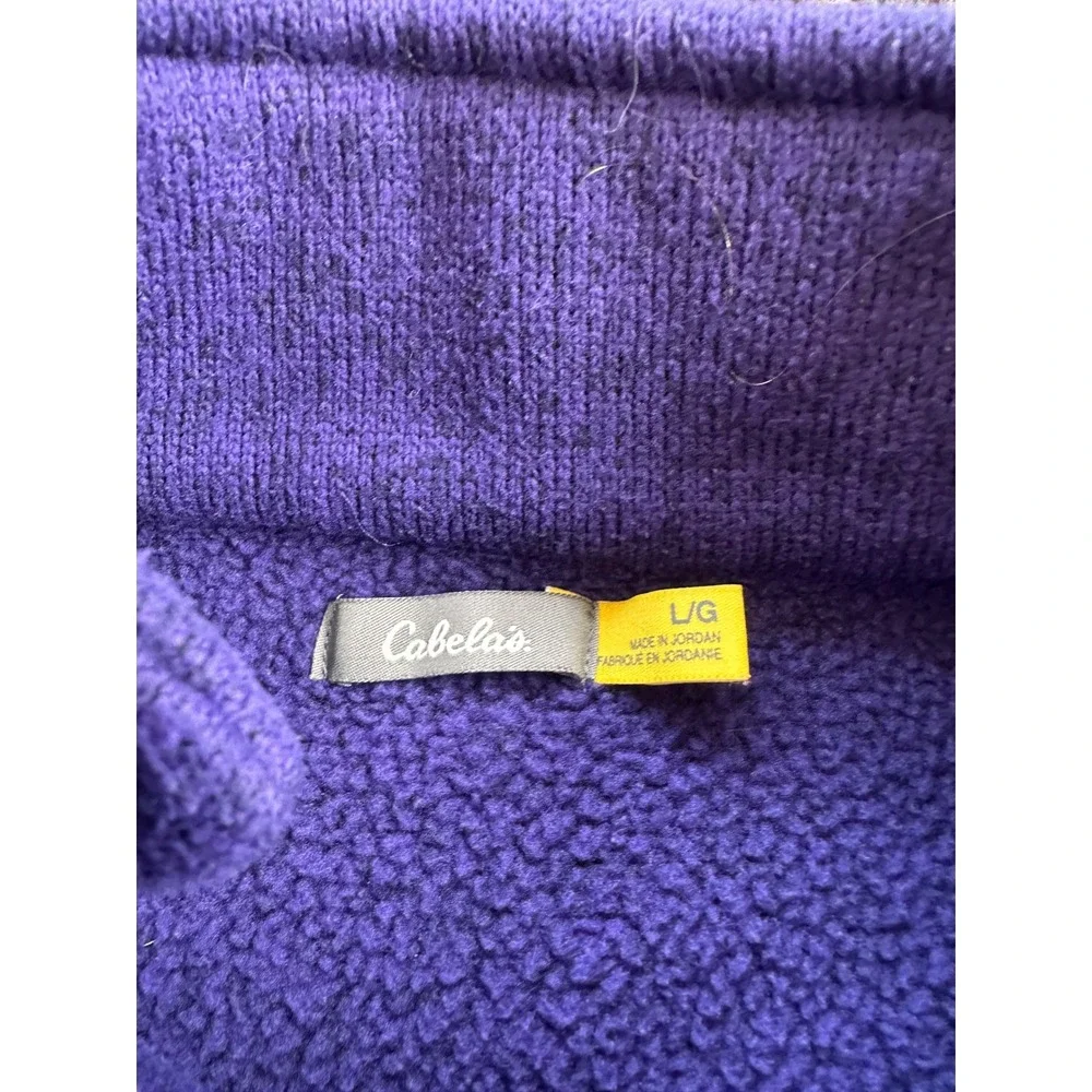 Cabelas Sweater Fleece Pullover Women Large Purple Button Funnel‎ Neck Excellent